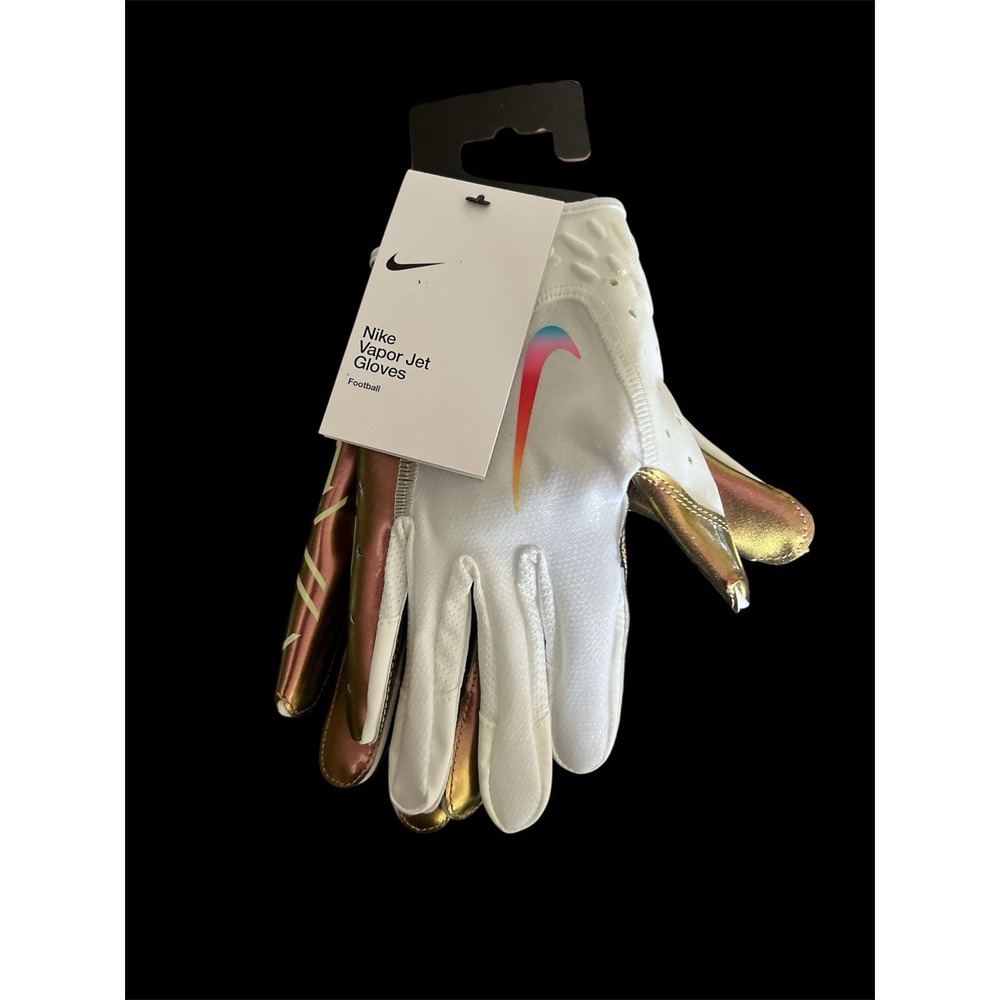 Nike Vapor Jet 7.0 Football WR Gloves White-Iridescent Men Size M Medium